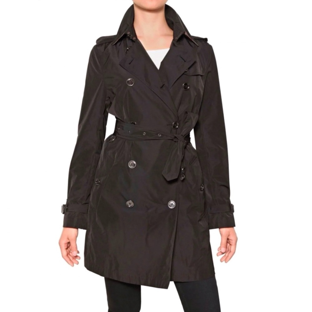 BURBERRY BLACK LIGHTWEIGHT DOUBLE BREASTED BUTTON UP TRENCH COAT - Picture 15 of 15